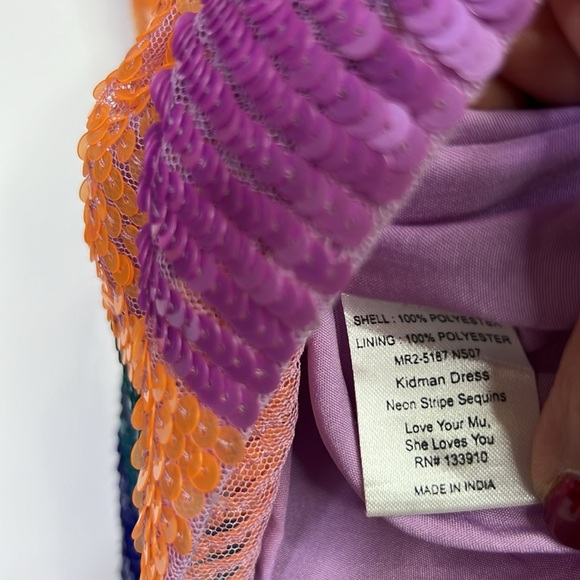 MUMU NWT KIDMAN NEON SEQUIN MINI DRESS SZ S - Picture 9 of 10